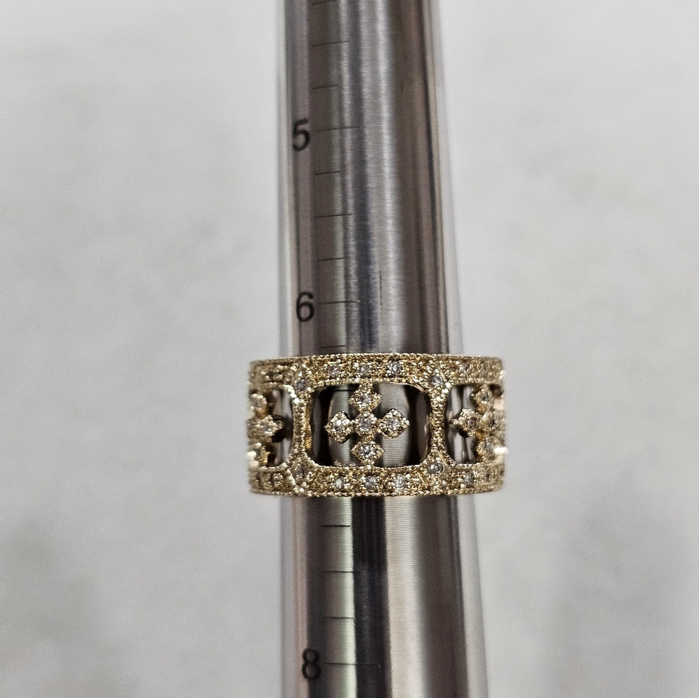 925 Gold Vermeil and Crystal Band Ring - Picture 11 of 16